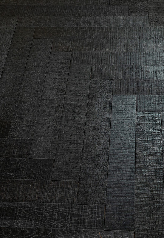 Yoğun Siyah CD Herringnone tasarlanmış ahşap döşeme